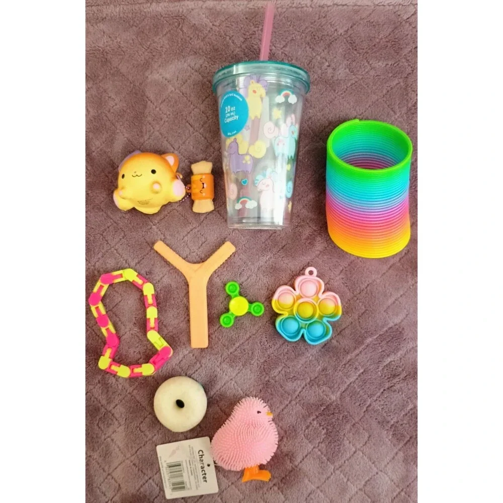 Mixed Fidget Toy Lot Pop It Slinky Spinner Squishy Chain Tumbler Keychain Kids